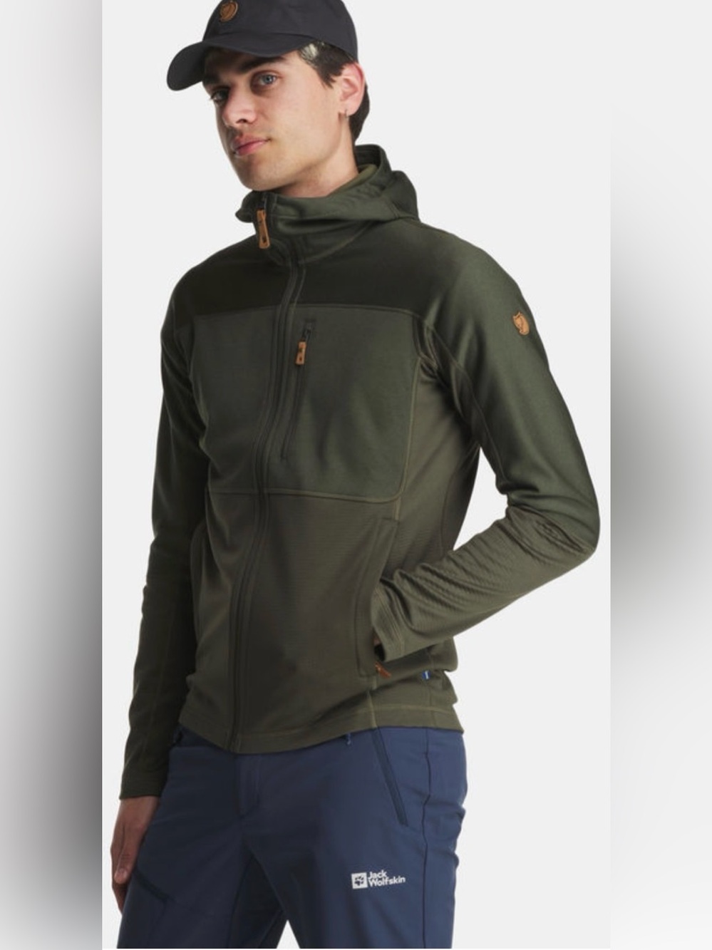 FJALLRAVEN Abisko Trail Fleece Jacket in Olive Green Men's Size Large